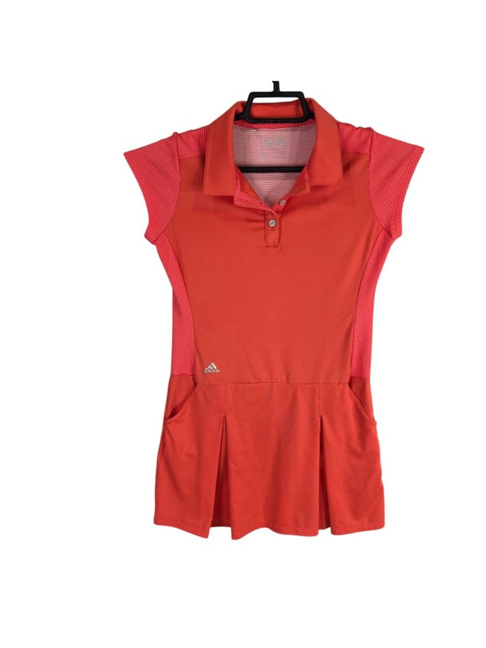 Girls Adidas Red Athletic Tennis Polo Shirt Dress Pleated Polyester Stretch M
